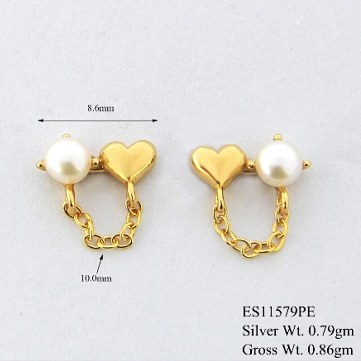Aretes Corazón Perla