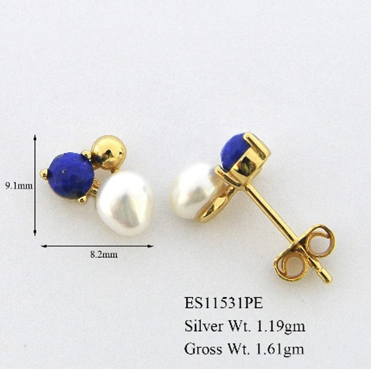 Aretes Lapislázuli Perla